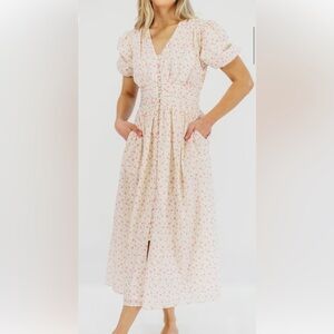 Brand new, never worn Worth Collective maxi dress in pink and white floral